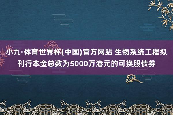 小九·体育世界杯(中国)官方网站 生物系统工程拟刊行本金总数为5000万港元的可换股债券