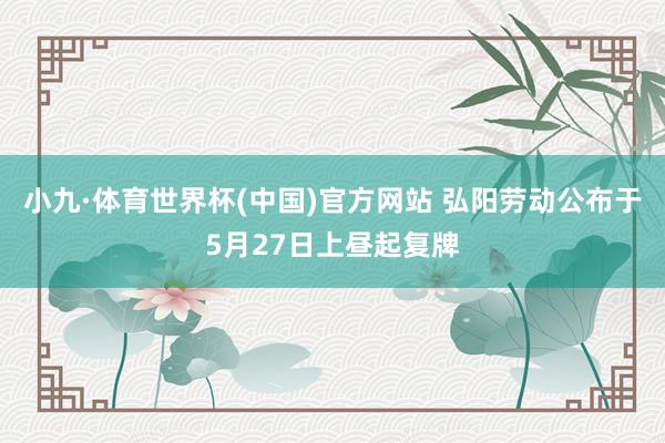 小九·体育世界杯(中国)官方网站 弘阳劳动公布于5月27日上昼起复牌