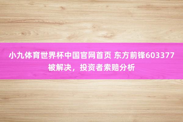 小九体育世界杯中国官网首页 东方前锋603377被解决，投资者索赔分析