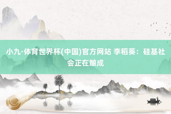 小九·体育世界杯(中国)官方网站 李稻葵：硅基社会正在酿成