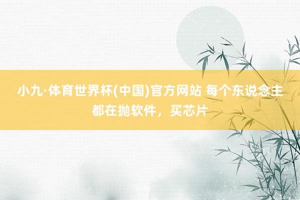 小九·体育世界杯(中国)官方网站 每个东说念主都在抛软件，买芯片