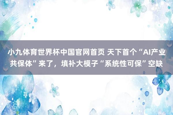 小九体育世界杯中国官网首页 天下首个“AI产业共保体”来了，填补大模子“系统性可保”空缺