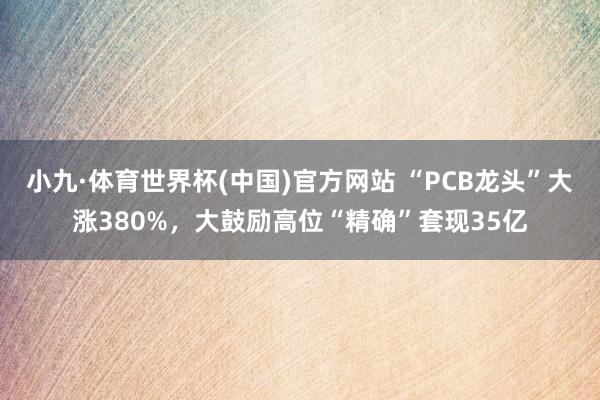 小九·体育世界杯(中国)官方网站 “PCB龙头”大涨380%，大鼓励高位“精确”套现35亿
