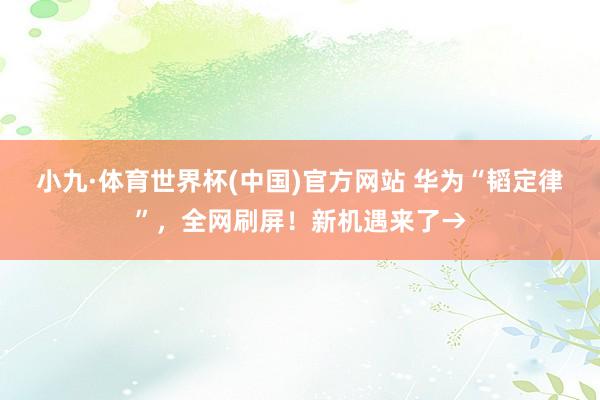 小九·体育世界杯(中国)官方网站 华为“韬定律”，全网刷屏！新机遇来了→