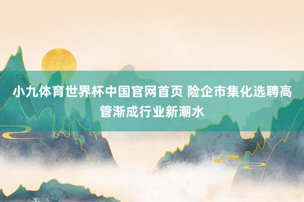 小九体育世界杯中国官网首页 险企市集化选聘高管渐成行业新潮水