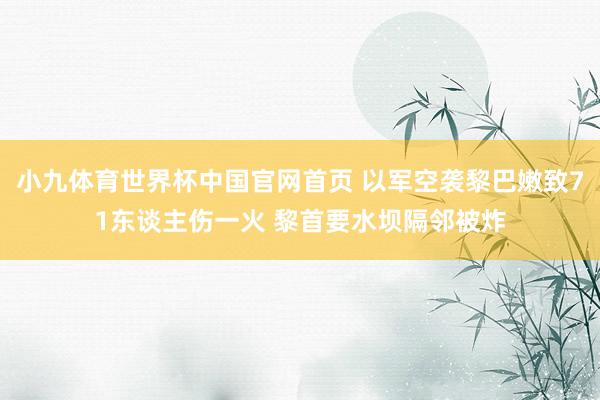 小九体育世界杯中国官网首页 以军空袭黎巴嫩致71东谈主伤一火 黎首要水坝隔邻被炸