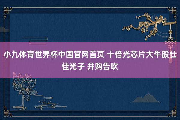 小九体育世界杯中国官网首页 十倍光芯片大牛股仕佳光子 并购告吹