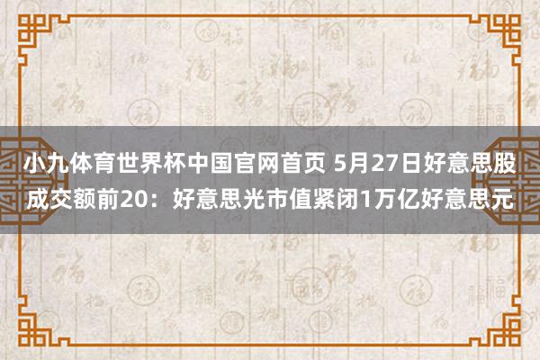 小九体育世界杯中国官网首页 5月27日好意思股成交额前20：好意思光市值紧闭1万亿好意思元