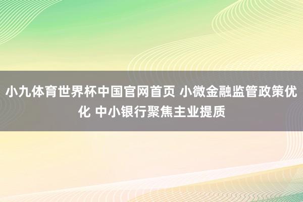 小九体育世界杯中国官网首页 小微金融监管政策优化 中小银行聚焦主业提质