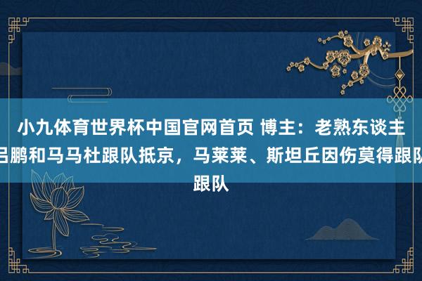 小九体育世界杯中国官网首页 博主：老熟东谈主吕鹏和马马杜跟队抵京，马莱莱、斯坦丘因伤莫得跟队