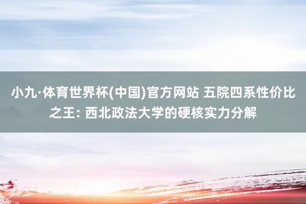小九·体育世界杯(中国)官方网站 五院四系性价比之王: 西北政法大学的硬核实力分解
