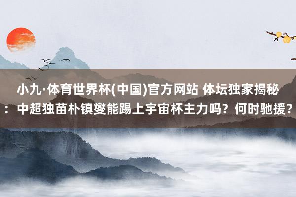 小九·体育世界杯(中国)官方网站 体坛独家揭秘：中超独苗朴镇燮能踢上宇宙杯主力吗？何时驰援？