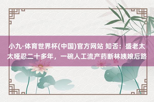 小九·体育世界杯(中国)官方网站 知否：盛老太太哑忍二十多年，一碗人工流产药断林姨娘后路