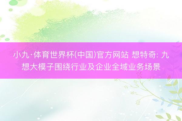 小九·体育世界杯(中国)官方网站 想特奇: 九想大模子围绕行业及企业全域业务场景