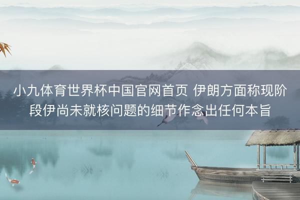 小九体育世界杯中国官网首页 伊朗方面称现阶段伊尚未就核问题的细节作念出任何本旨