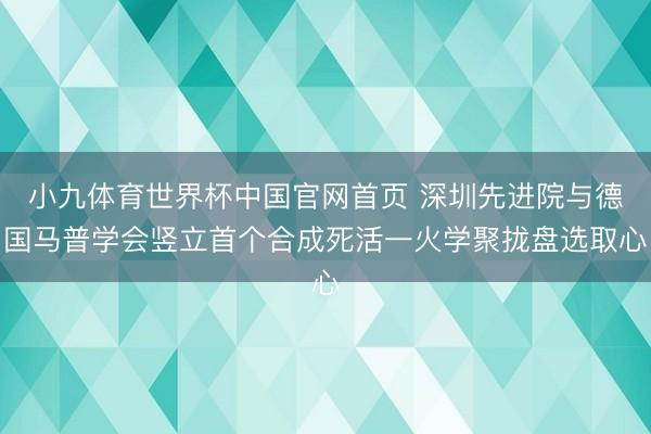 小九体育世界杯中国官网首页 深圳先进院与德国马普学会竖立首个合成死活一火学聚拢盘选取心