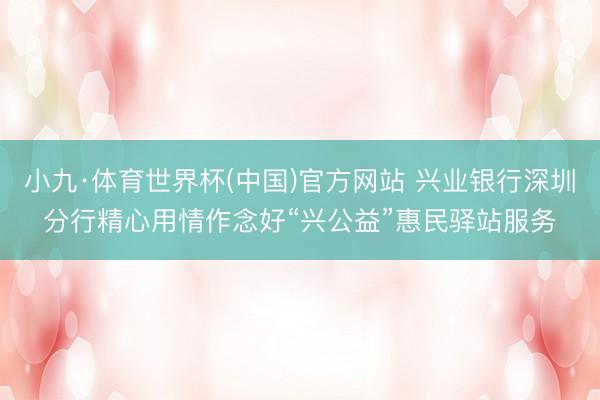 小九·体育世界杯(中国)官方网站 兴业银行深圳分行精心用情作念好“兴公益”惠民驿站服务