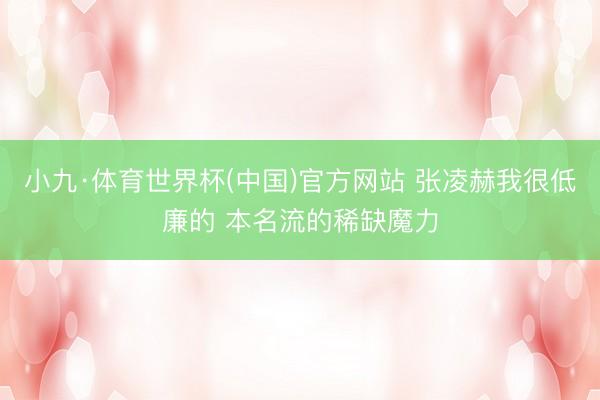 小九·体育世界杯(中国)官方网站 张凌赫我很低廉的 本名流的稀缺魔力