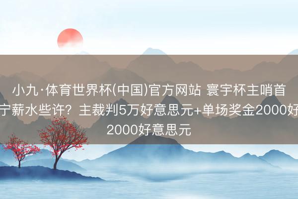 小九·体育世界杯(中国)官方网站 寰宇杯主哨首秀!马宁薪水些许?主裁判5万好意思元+单场奖金2000好意思元